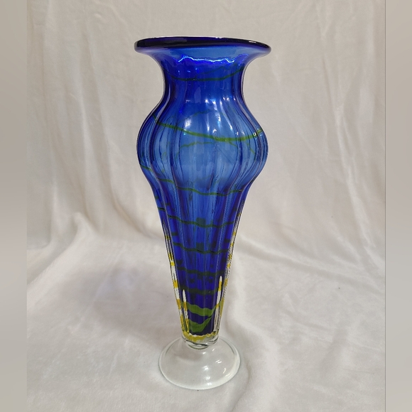 Blue & Yellow Art Glass Vase - Picture 3 of 6